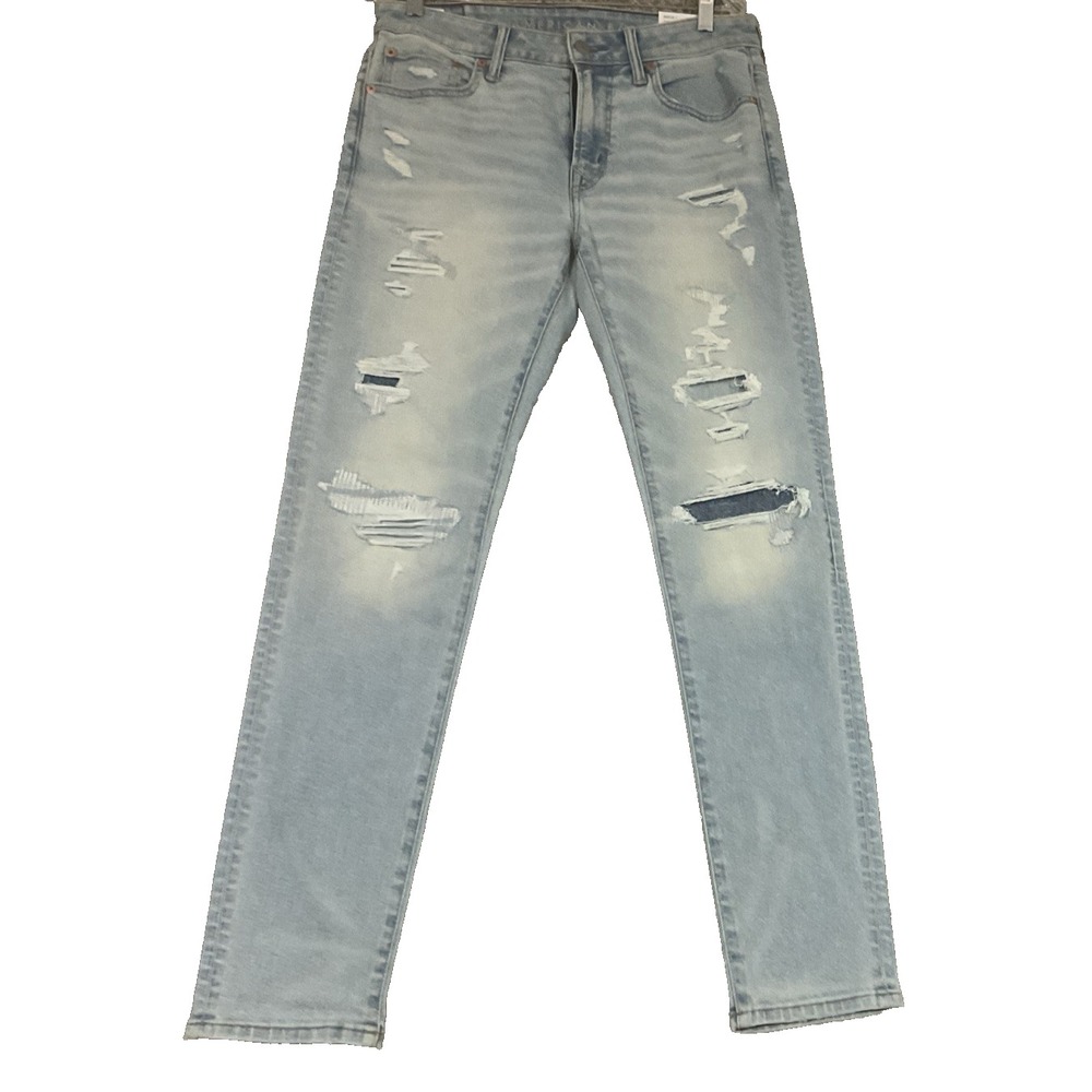 American Eagle Men's NWT Airflex Light Wash Blue Jeans 32x32 Athletic Skinny